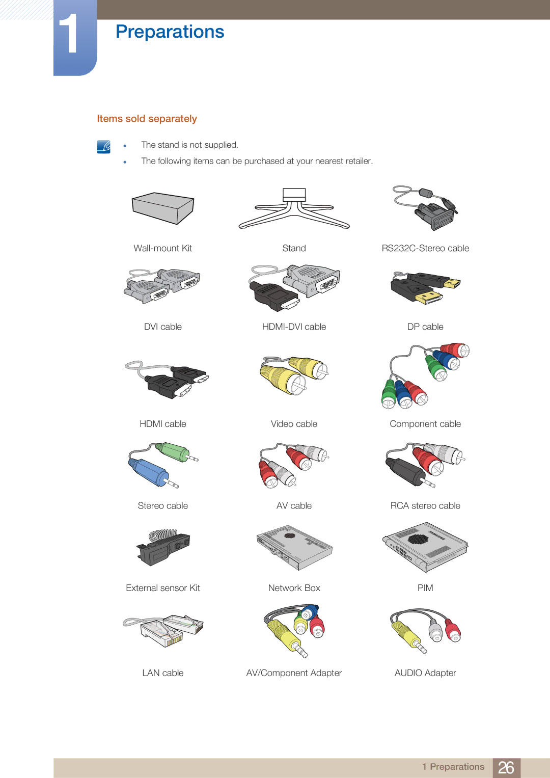 Samsung DE46C, DE55C, DE40C user manual Items sold separately 