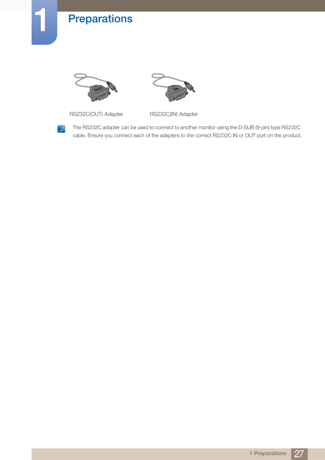 Samsung DE55C, DE40C, DE46C user manual RS232COUT Adapter RS232CIN Adapter 