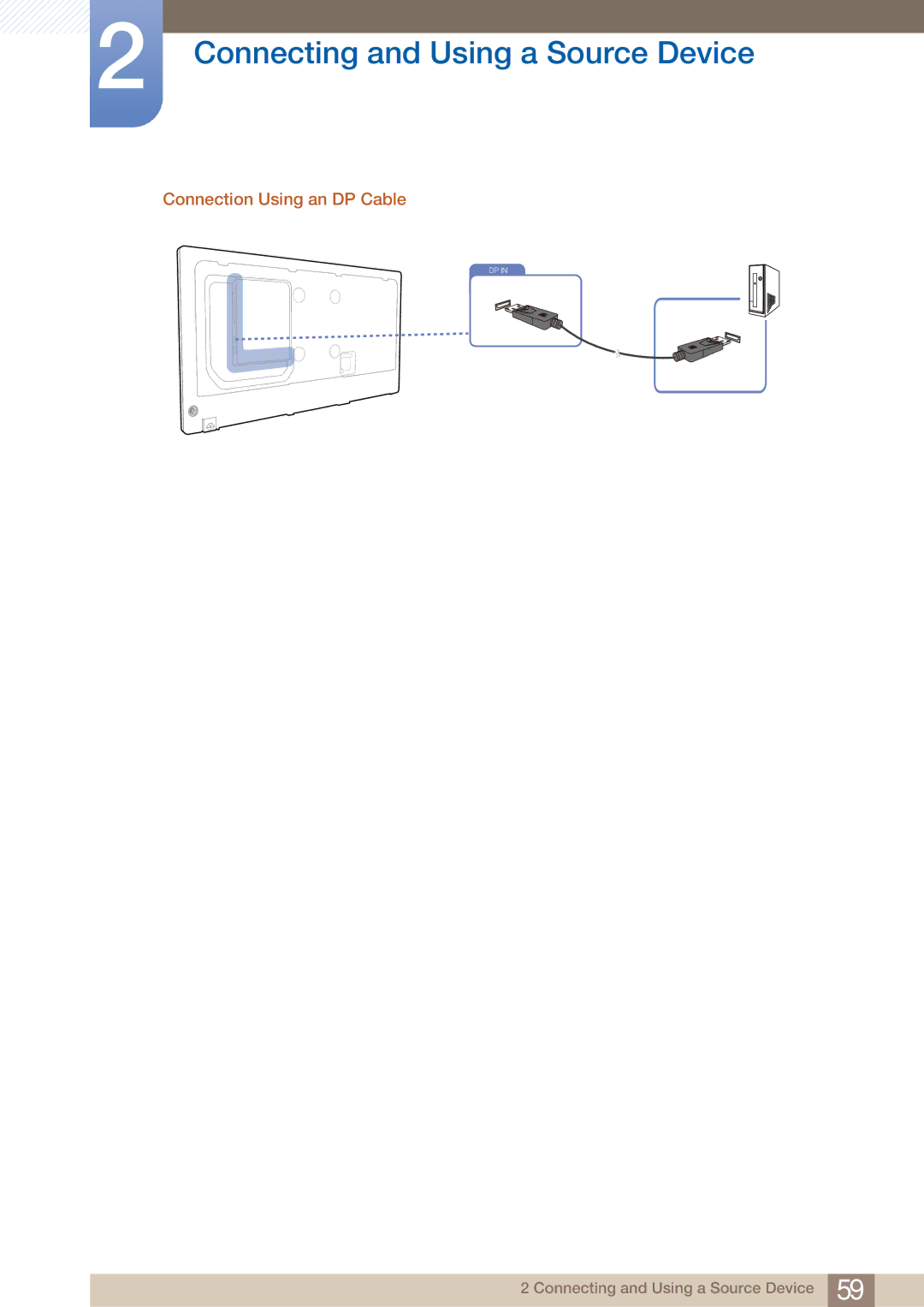 Samsung DE46C, DE55C, DE40C user manual Connection Using an DP Cable 