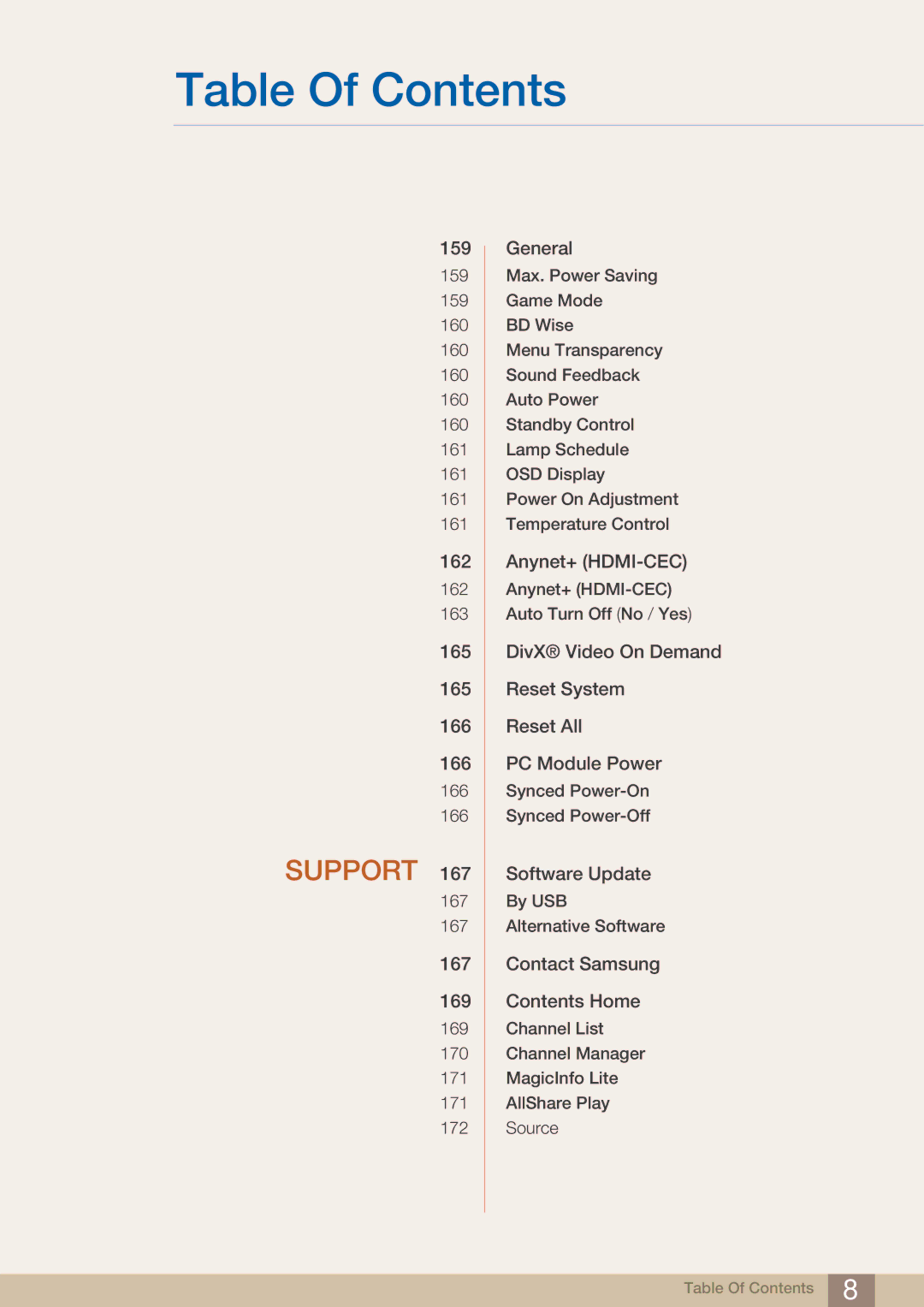 Samsung DE46C, DE55C, DE40C user manual Support 