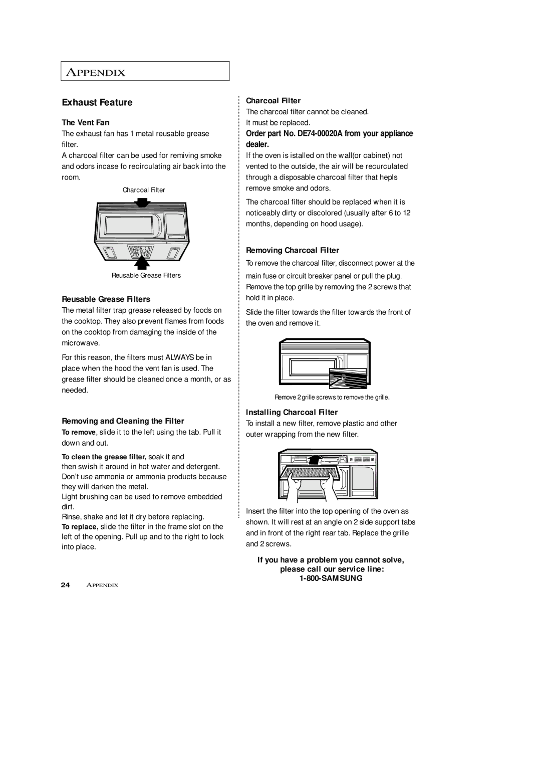 Samsung DE68-02846A owner manual Exhaust Feature 