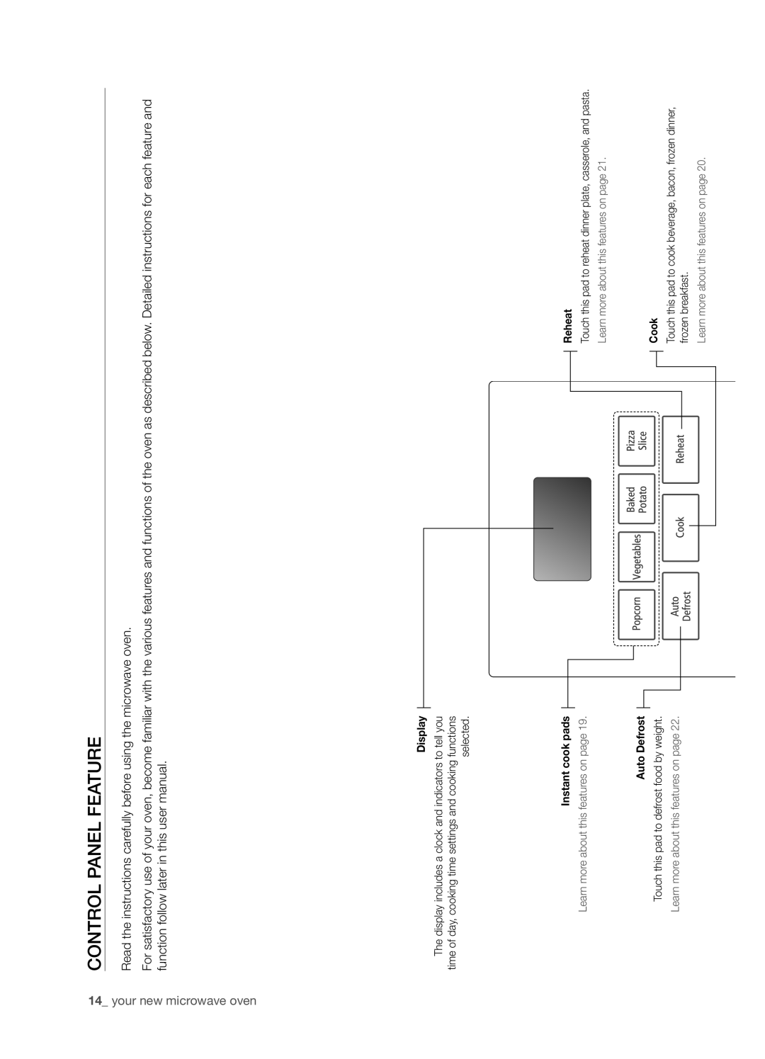 Samsung DE68-03267F-01 user manual Control panel feature, Display 