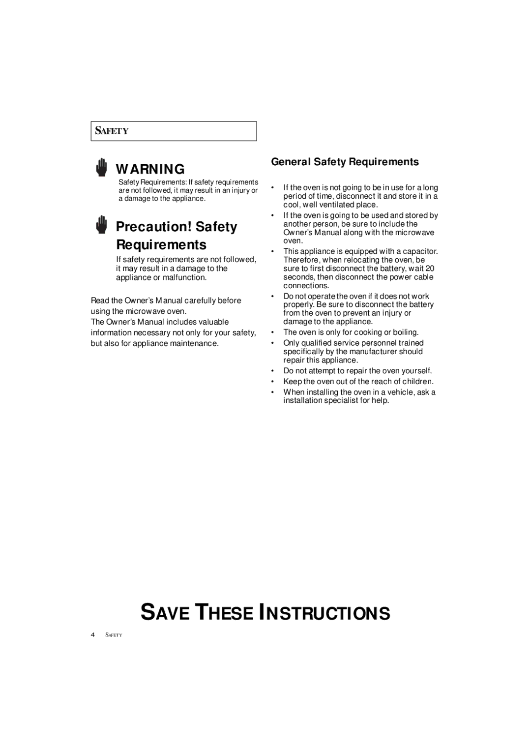 Samsung DE7711N owner manual Precaution! Safety Requirements 