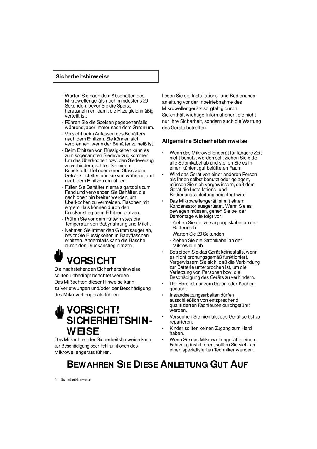 Samsung DE7711 manual Allgemeine Sicherheitshinweise, Während, aber immer nach dem Garen um 