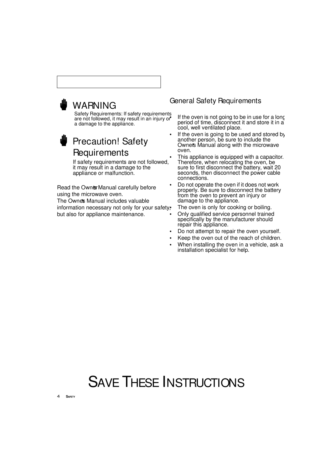 Samsung DE7711 manual Precaution! Safety Requirements 