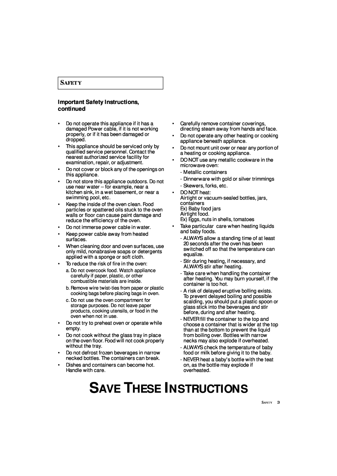 Samsung DE7711 manual Important Safety Instructions, continued, Save These Instructions 