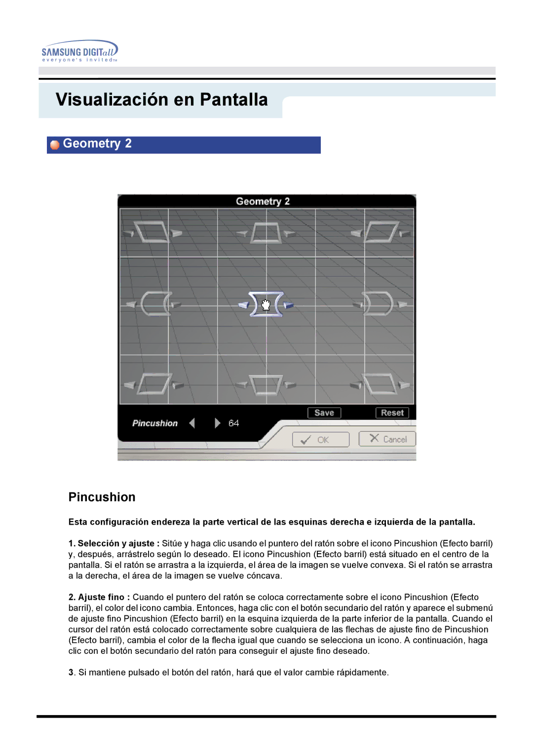 Samsung DF manual Pincushion 