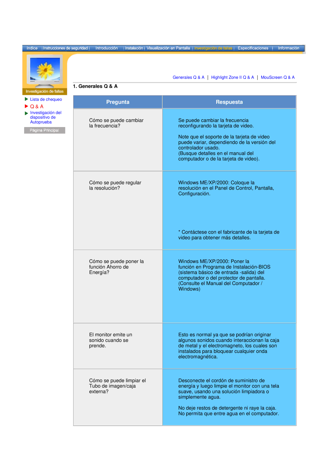 Samsung DF manual Pregunta Respuesta, Generales Q & a 