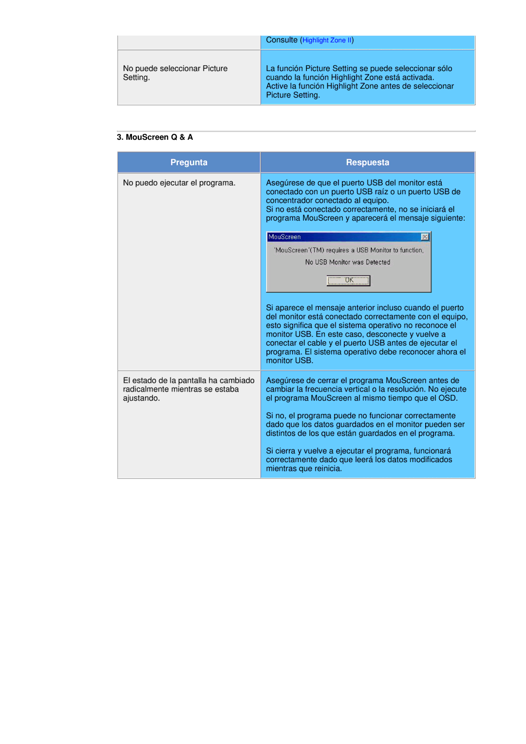 Samsung DF manual Pregunta, MouScreen Q & a 