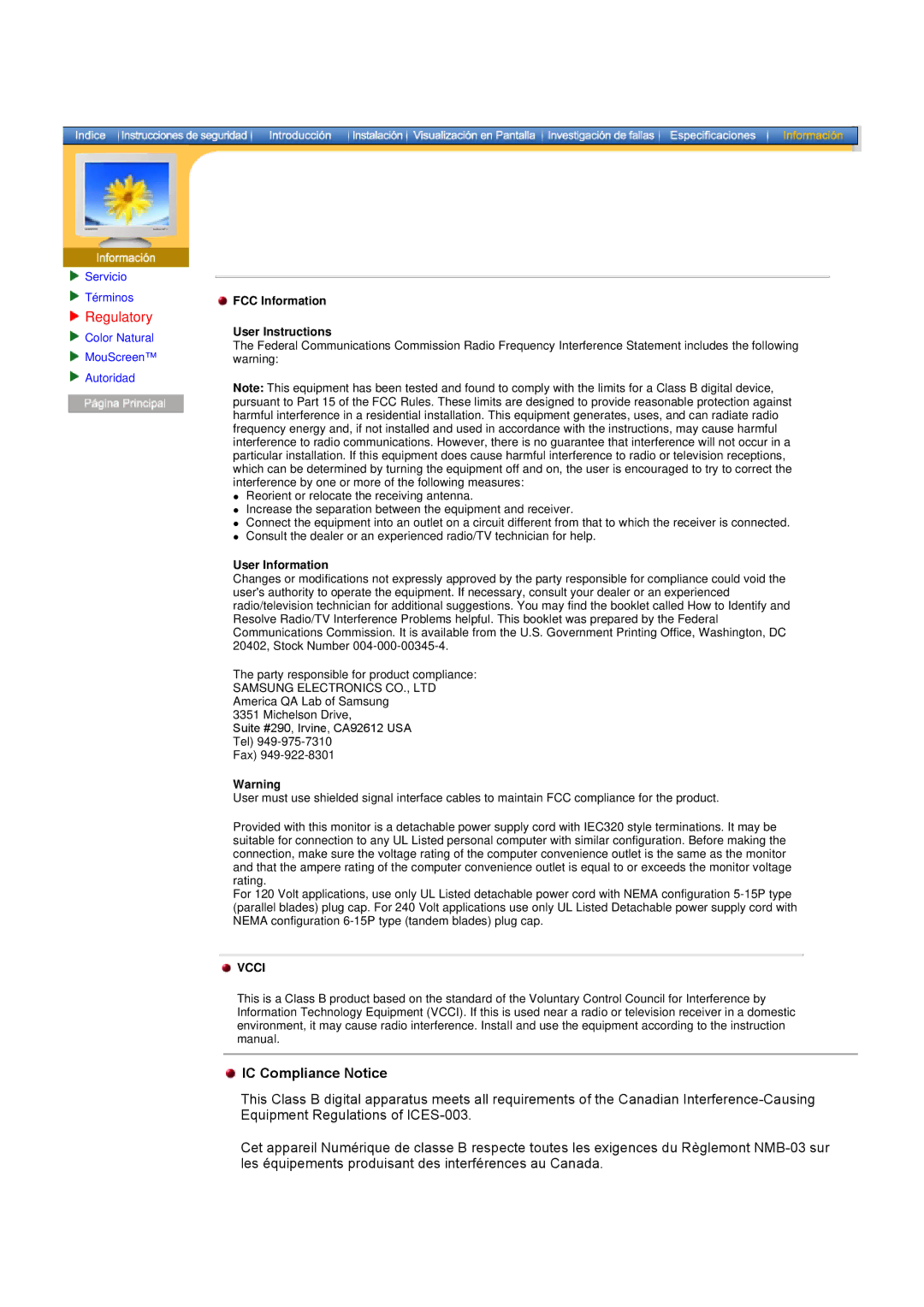 Samsung DF manual Regulatory, IC Compliance Notice 