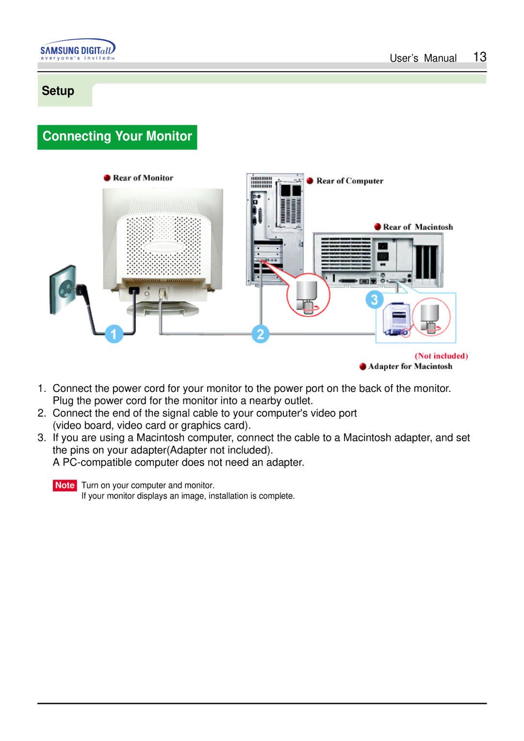 Samsung 755DFX manual Connecting Your Monitor 