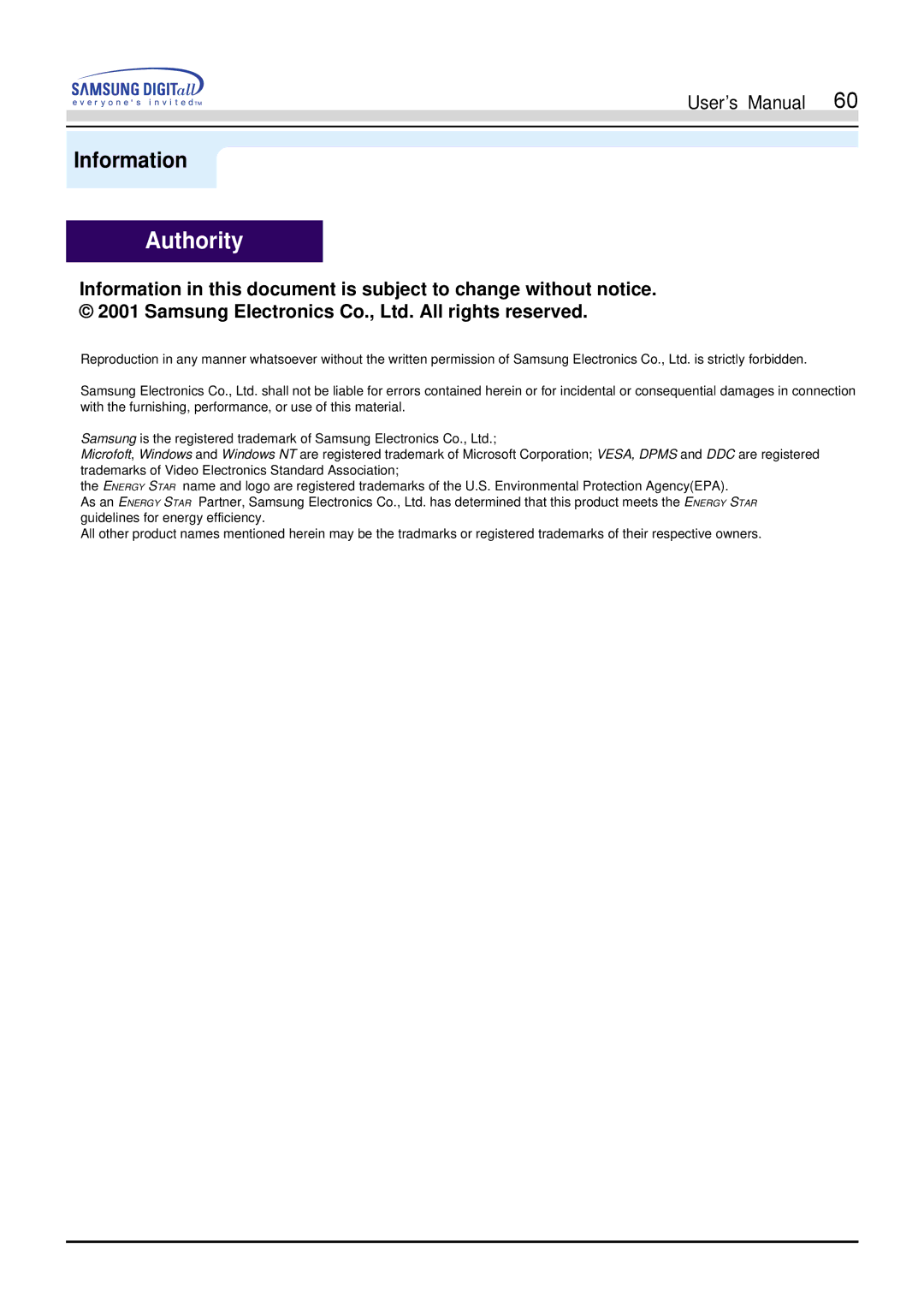 Samsung 755DFX manual Authority 