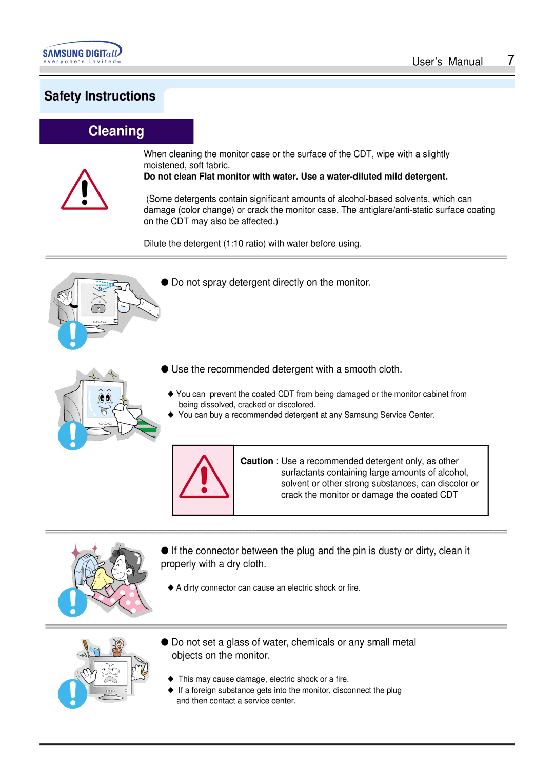 Samsung 755DFX manual Cleaning 