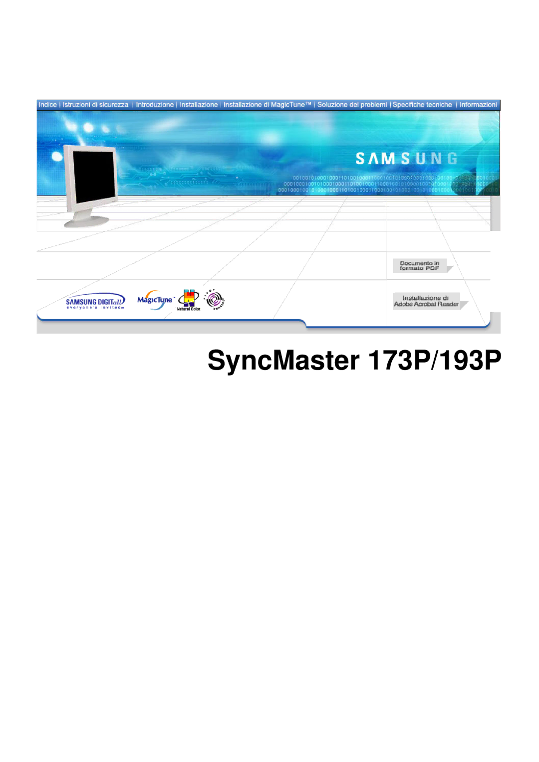 Samsung DI17PSQFV/EDC, DI17PSQRV/EDC, DI19PSQAQ/EDC, DI19PSQRV/EDC, DI17PSQA/EDC, DI19PSQFV/EDC manual SyncMaster 173P/193P 