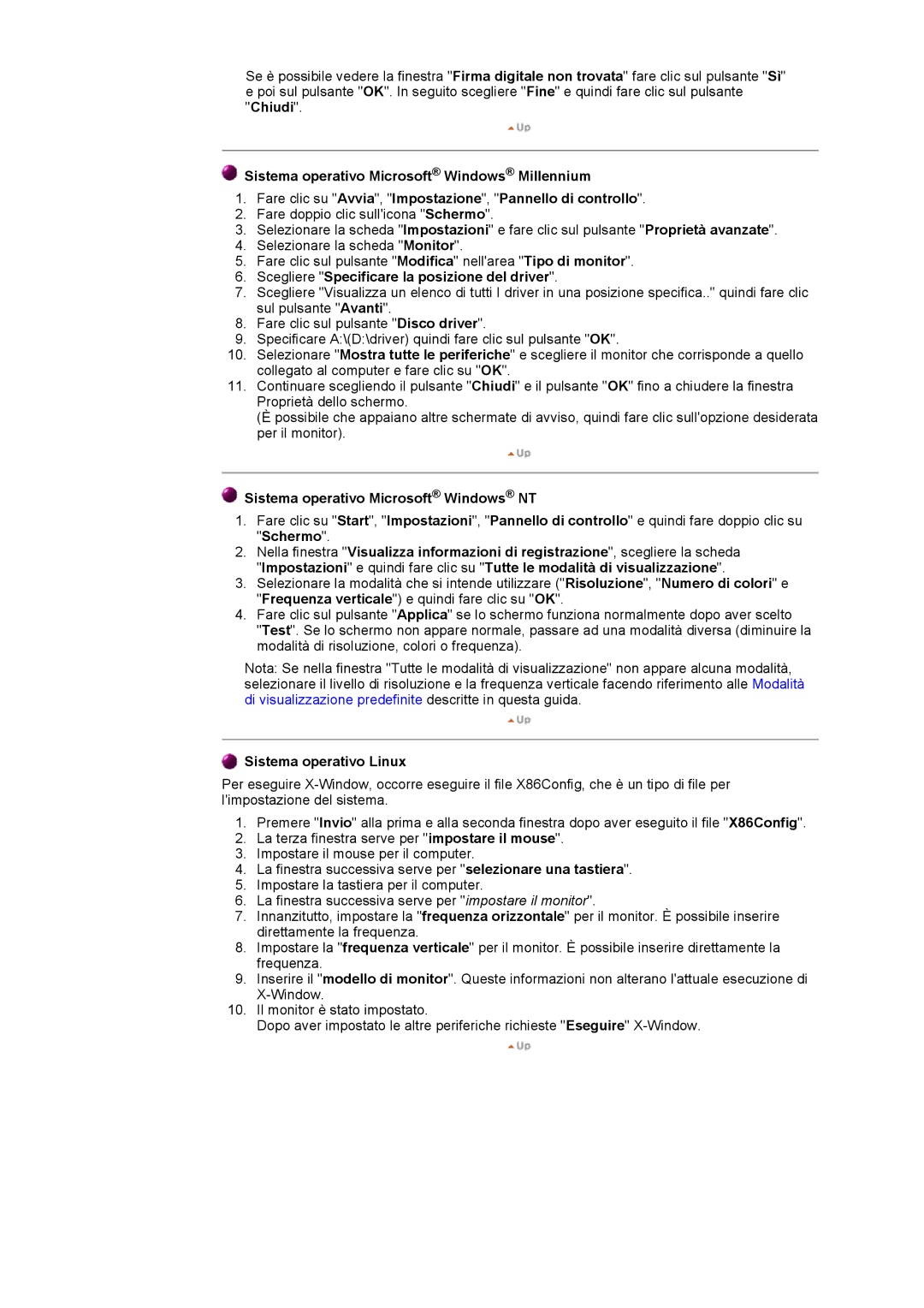 Samsung DI19PSQFV/EDC, DI17PSQRV/EDC Scegliere Specificare la posizione del driver, Sistema operativo Microsoft Windows NT 