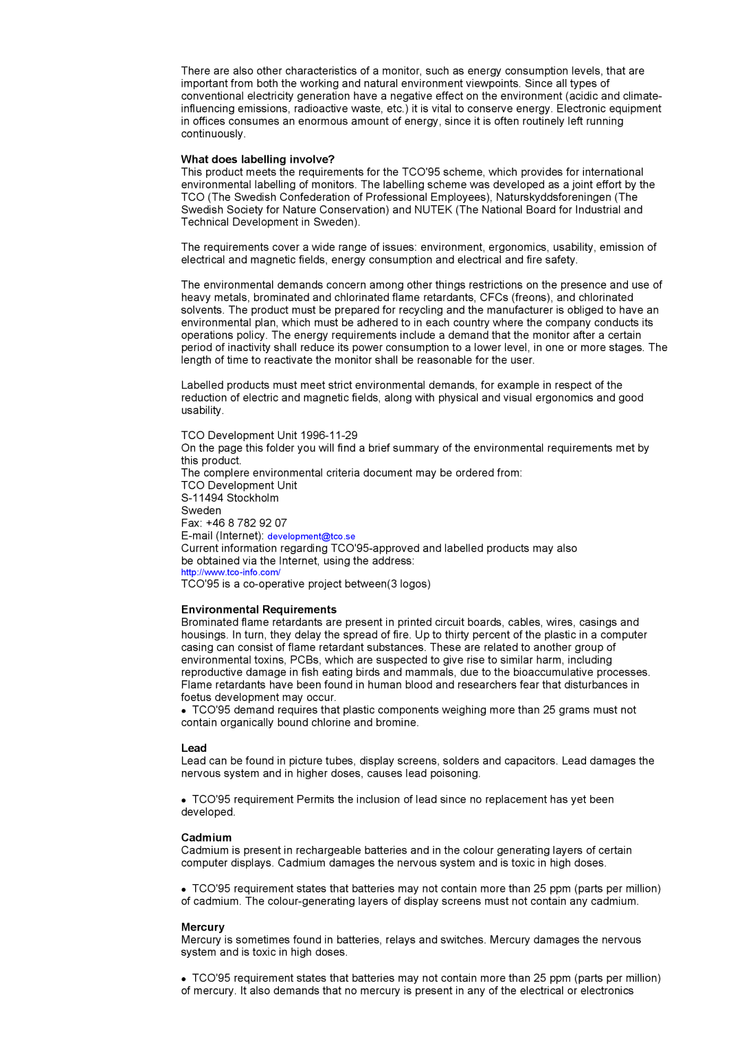 Samsung DI19PSQRV/VNT, DI17PSQRV/EDC manual What does labelling involve?, Environmental Requirements, Lead, Cadmium, Mercury 