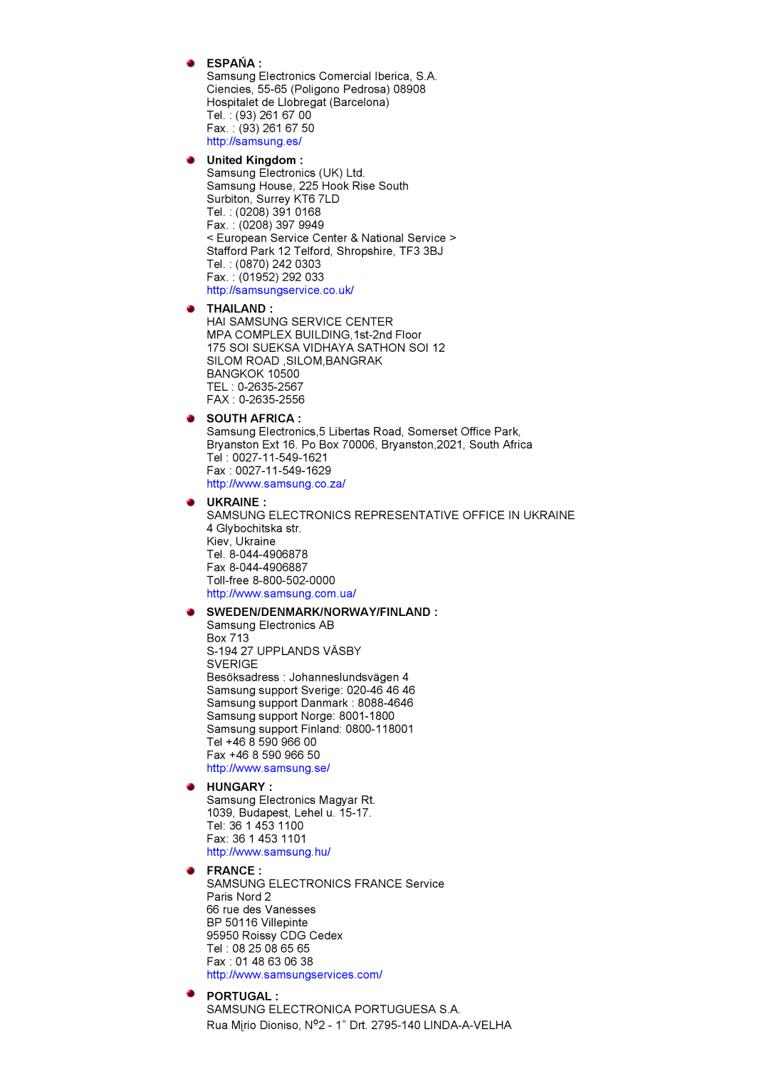 Samsung DI19PSQAQ/EDC, DI17PSQRV/EDC, DI17PSQJV/EDC, DI17PSQFV/EDC, DI17PSQAQ/EDC manual Espańa, United Kingdom 