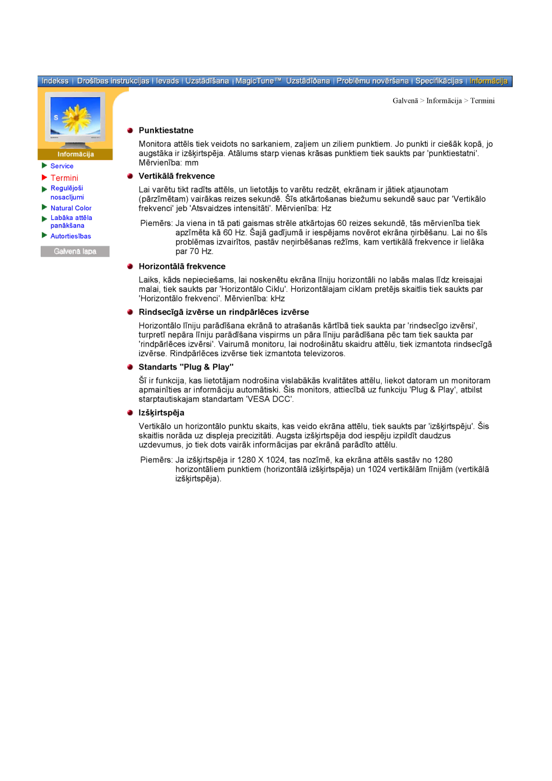 Samsung DI17PSQRV/EDC manual Termini, Punktiestatne, Rindsecīgā izvērse un rindpārlēces izvērse, Standarts Plug & Play 