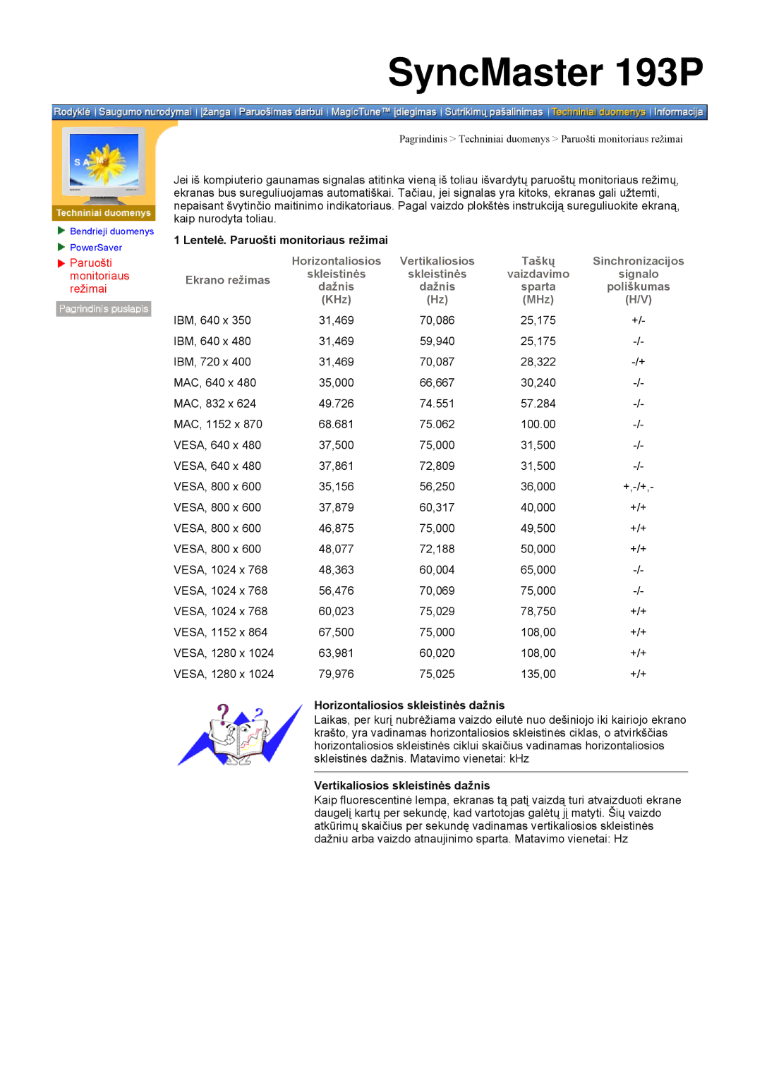 Samsung DI17PSQJV/EDC, DI17PSQRV/EDC, DI17PSQFV/EDC, DI19PSQAQ/EDC, DI17PSQAQ/EDC manual SyncMaster 193P 