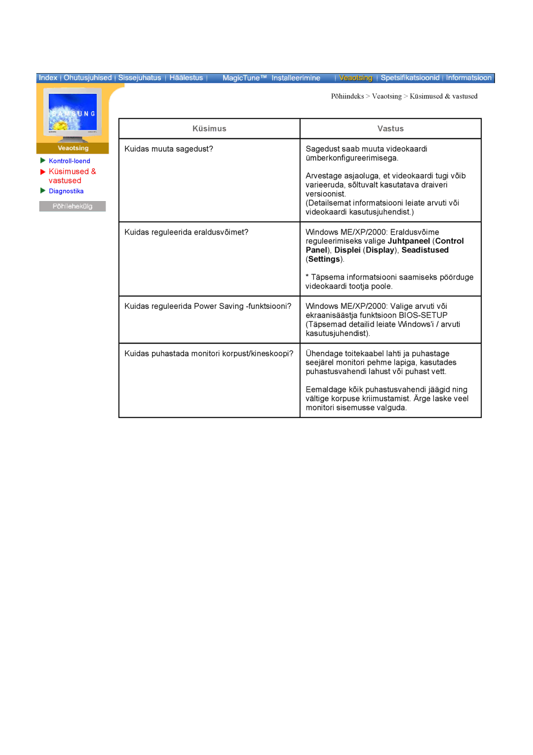 Samsung DI17PSQFV/EDC, DI17PSQRV/EDC, DI17PSQJV/EDC, DI19PSQAQ/EDC, DI17PSQAQ/EDC manual Küsimus Vastus, Küsimused & vastused 