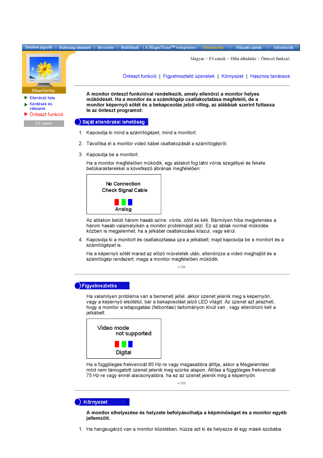 Samsung DI17PSQFV/EDC, DI17PSQRV/EDC, DI17PSQJV/EDC, DI19PSQAQ/EDC, DI17PSQAQ/EDC manual Önteszt funkció 