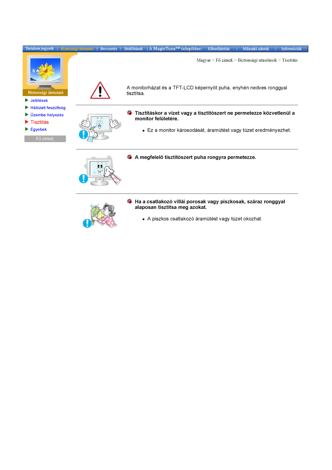 Samsung DI17PSQJV/EDC, DI17PSQRV/EDC, DI17PSQFV/EDC, DI19PSQAQ/EDC, DI17PSQAQ/EDC manual Tisztitás 