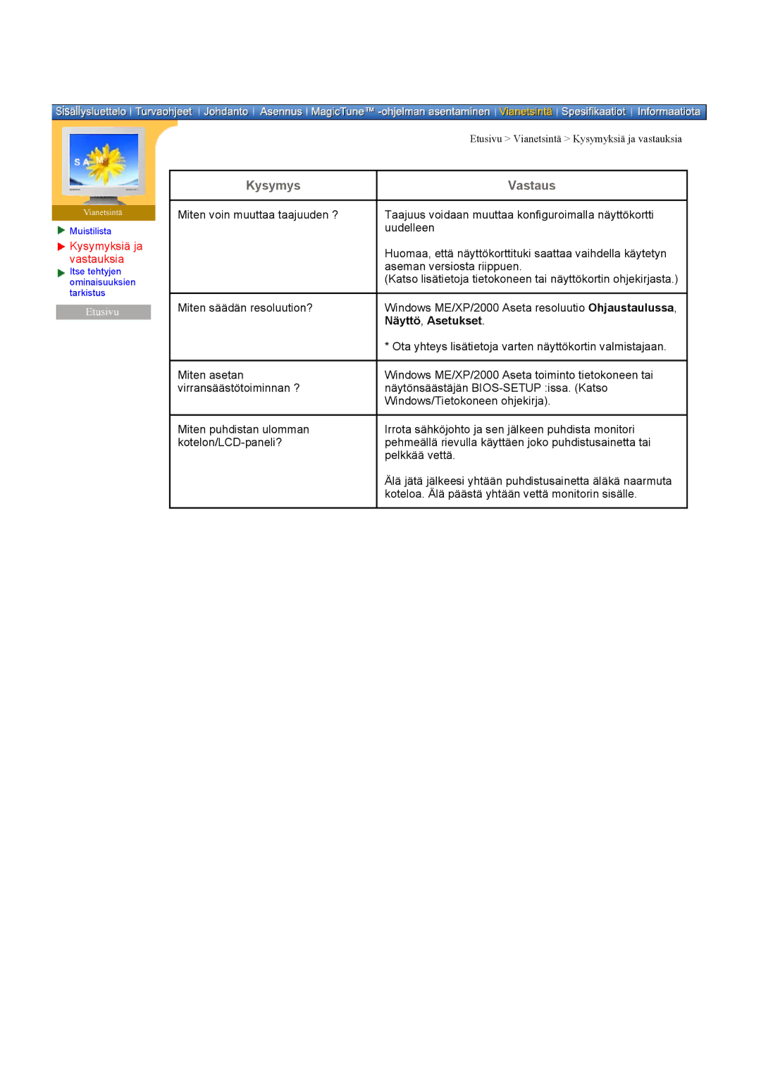 Samsung DI17PSQAQ/EDC, DI19PSQAQ/EDC, DI19PSQRV/EDC, DI19PSQFV/EDC manual Kysymys, Kysymyksiä ja vastauksia 