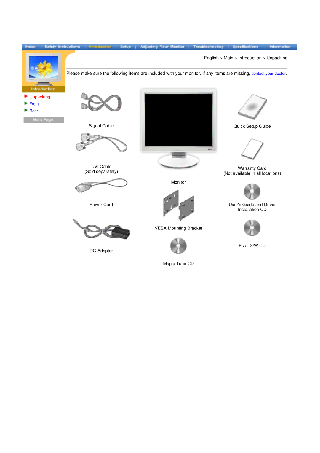 Samsung DI17PSQAQ/XSJ, DI19PSQTV/EDC, DI19PSQRV/XSJ, DI17PSQRV/EDC, DI17PSQJV/EDC, DI17PSQFV/EDC, DI19PSQJV/XSJ manual Unpacking 