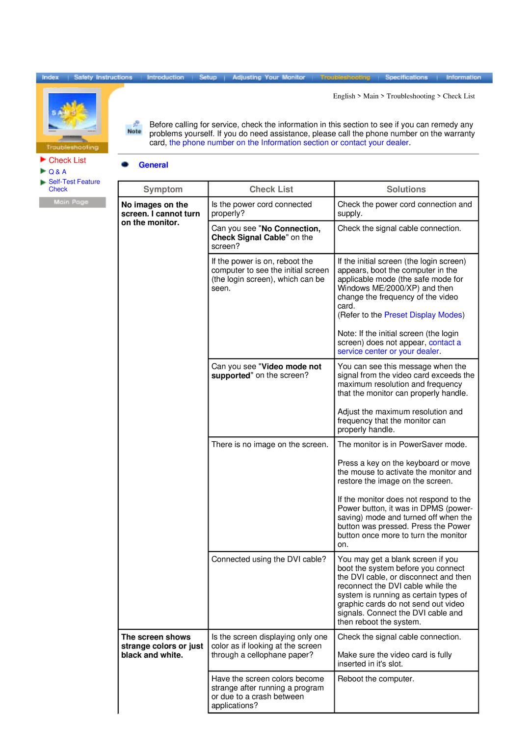 Samsung DI17PSQRV/XSJ, DI19PSQTV/EDC, DI19PSQRV/XSJ manual Check List, Can you see Video mode not supported on the screen? 