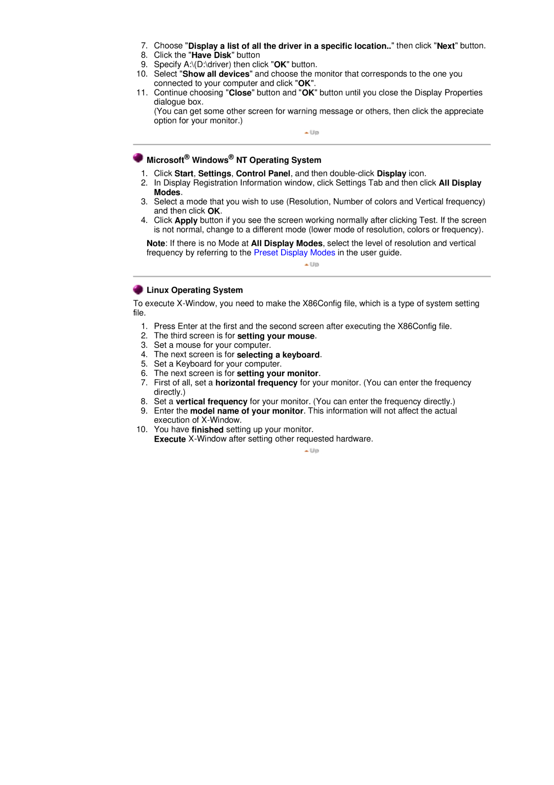 Samsung DI17PSQKQ/EDC, DI19PSQTV/EDC, DI19PSQRV/XSJ manual Microsoft Windows NT Operating System, Linux Operating System 