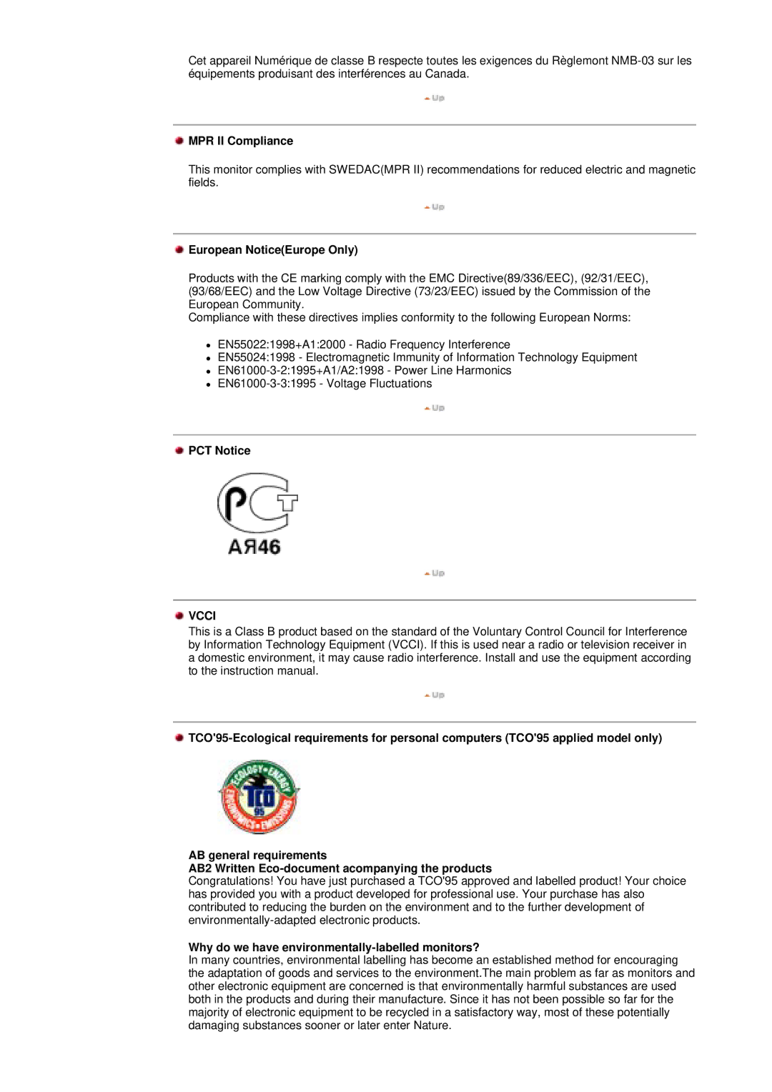 Samsung DI19PSQJV/EDC, DI19PSQTV/EDC, DI19PSQRV/XSJ, DI17PSQRV/EDC MPR II Compliance, European NoticeEurope Only, PCT Notice 