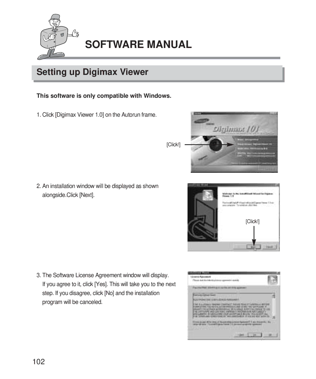 Samsung Digimax 101 manual Setting up Digimax Viewer, This software is only compatible with Windows 