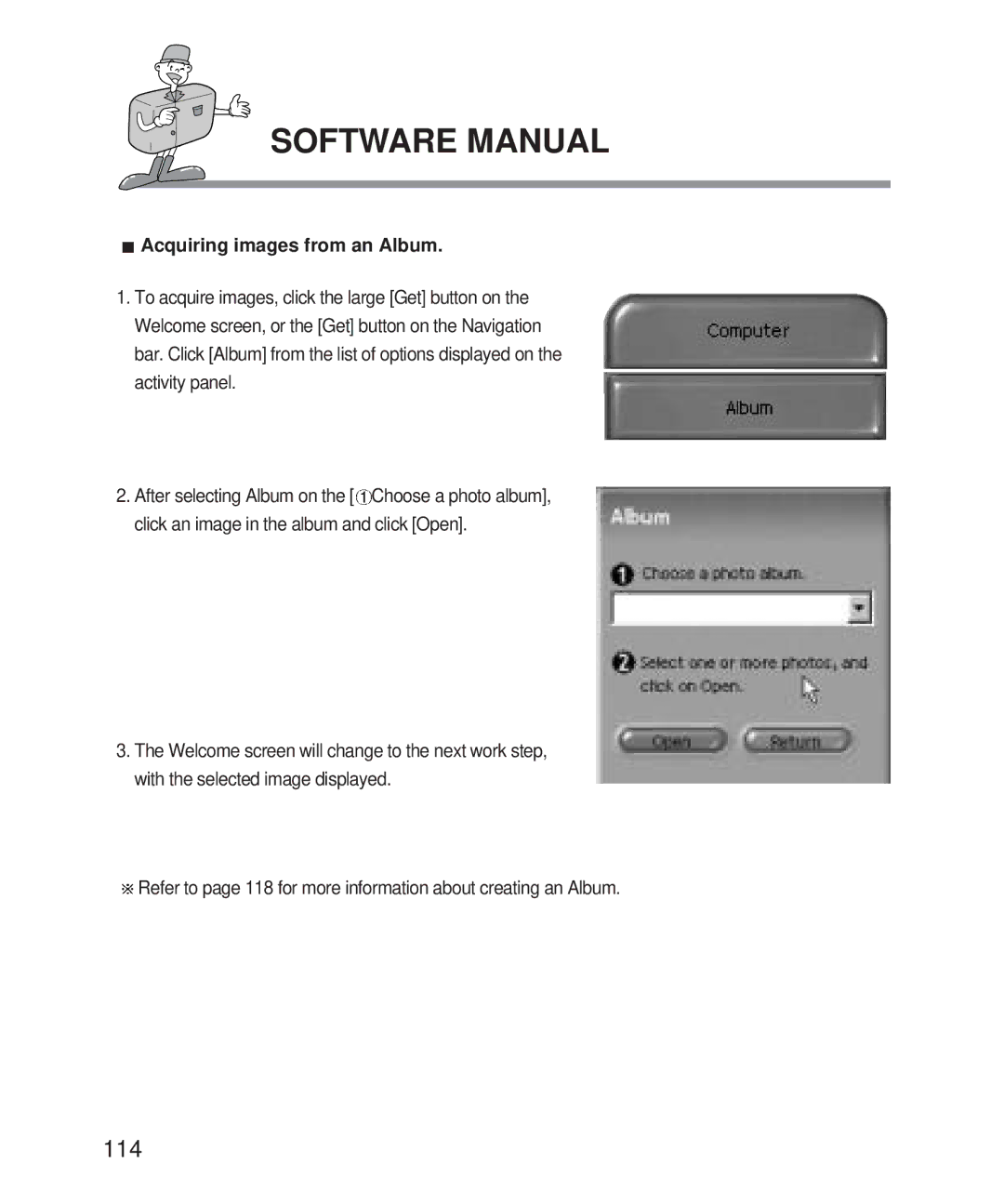 Samsung Digimax 101 manual Acquiring images from an Album 