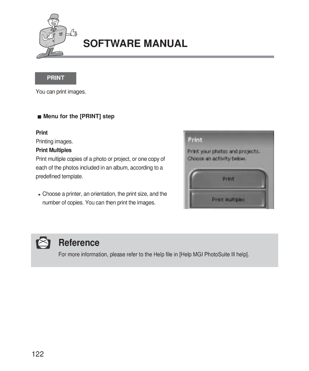 Samsung Digimax 101 manual You can print images, Menu for the Print step, Printing images, Print Multiples 