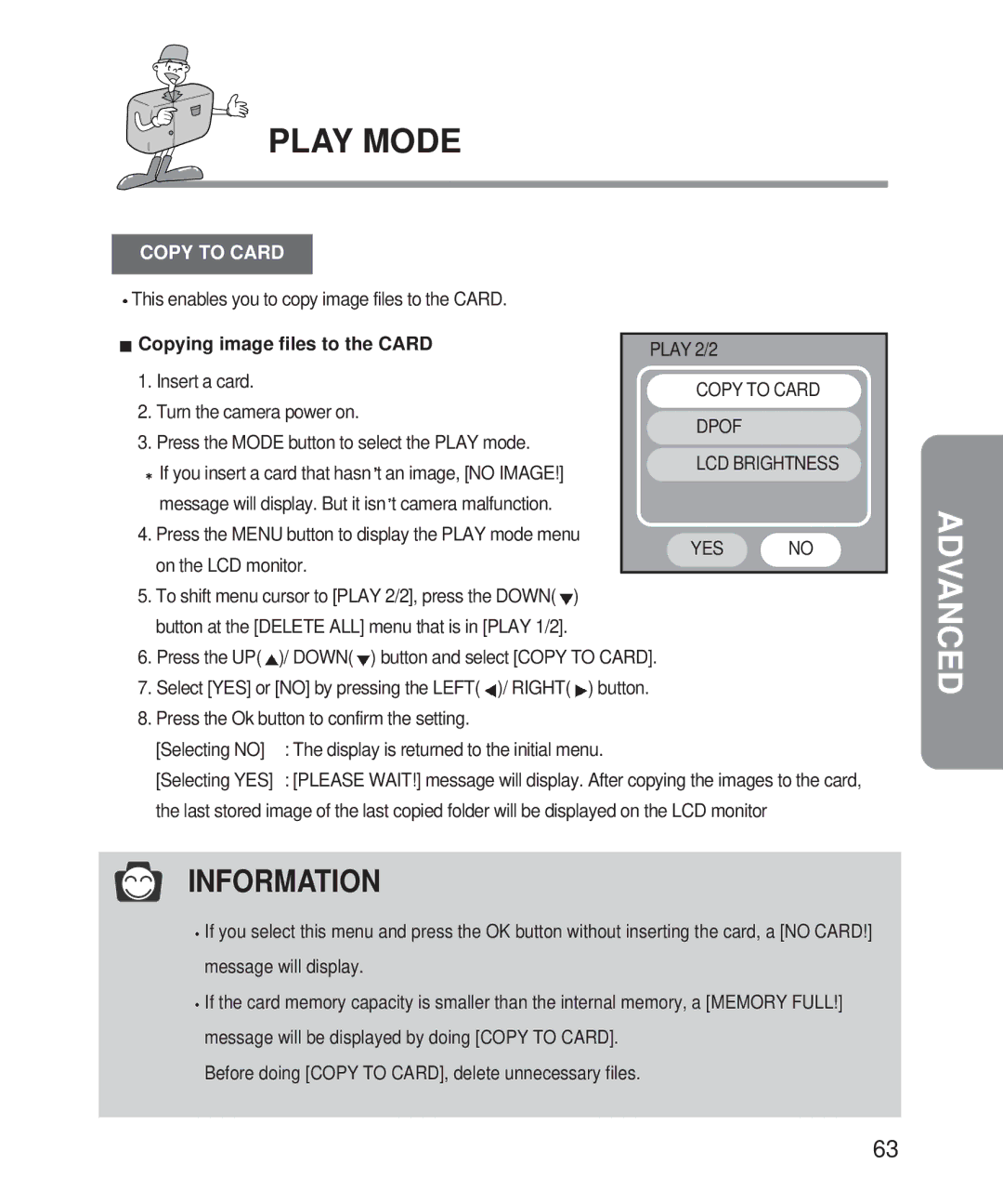 Samsung Digimax 101 manual Copy to Card, Copying image files to the Card 