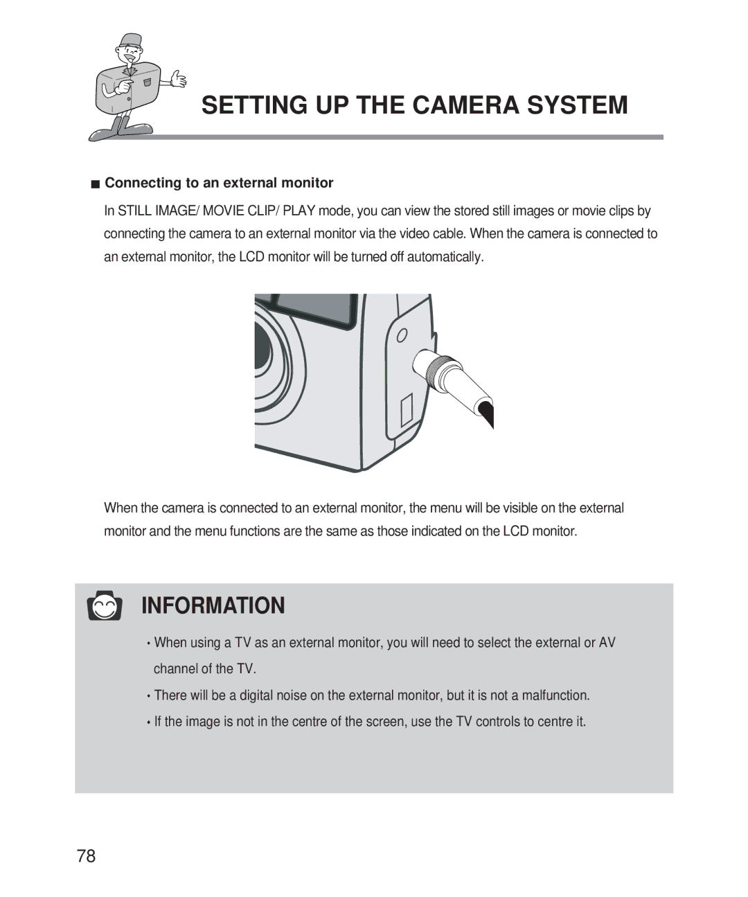 Samsung Digimax 101 manual Connecting to an external monitor 