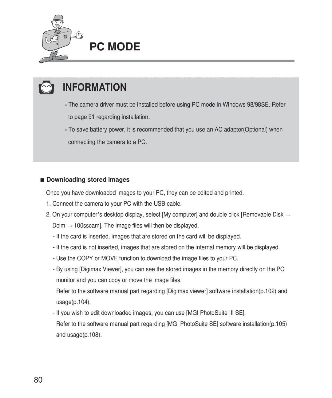 Samsung Digimax 101 manual Downloading stored images 