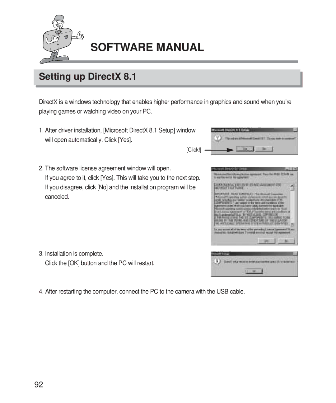 Samsung Digimax 101 manual Setting up DirectX 