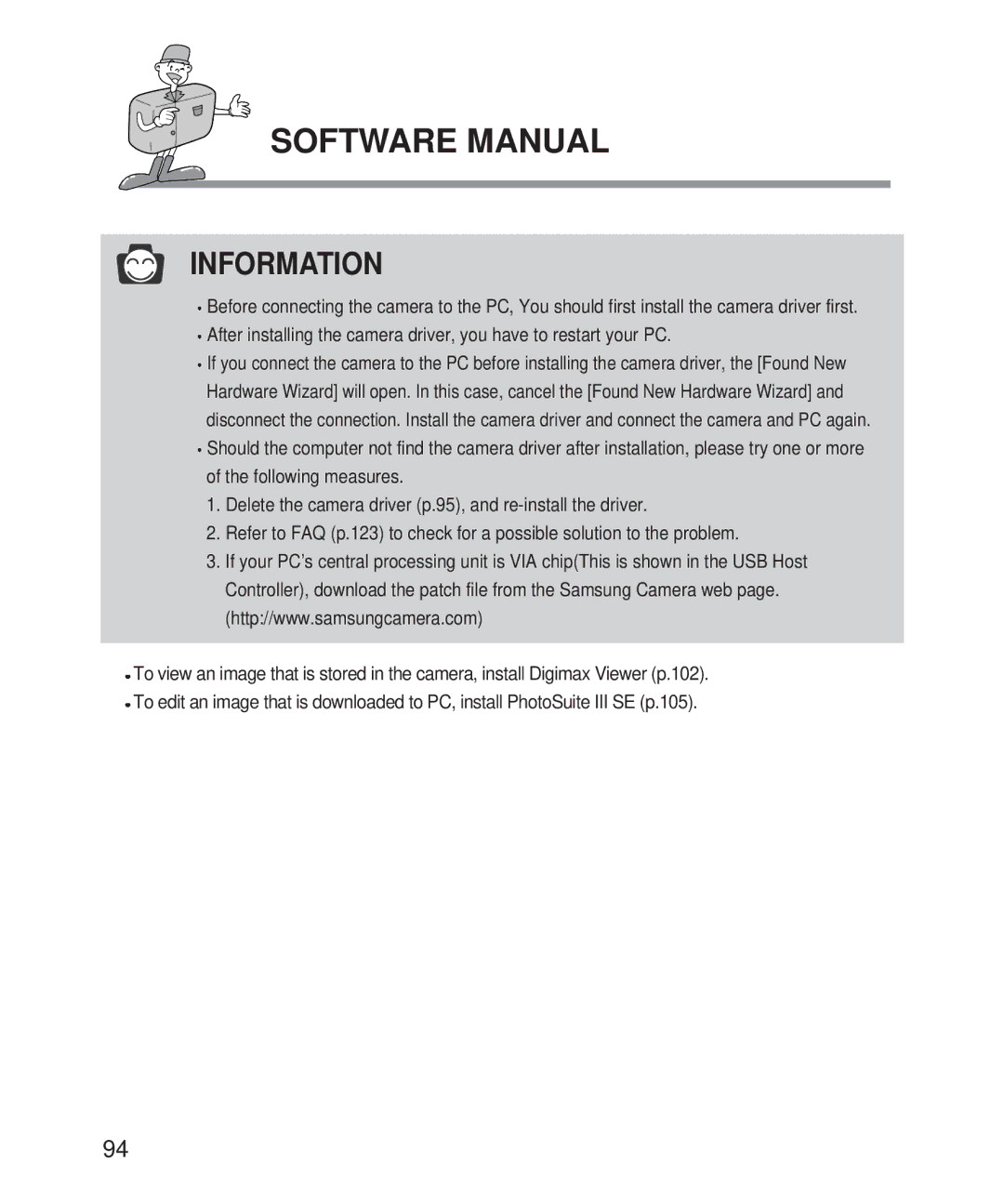 Samsung Digimax 101 manual Software Manual 