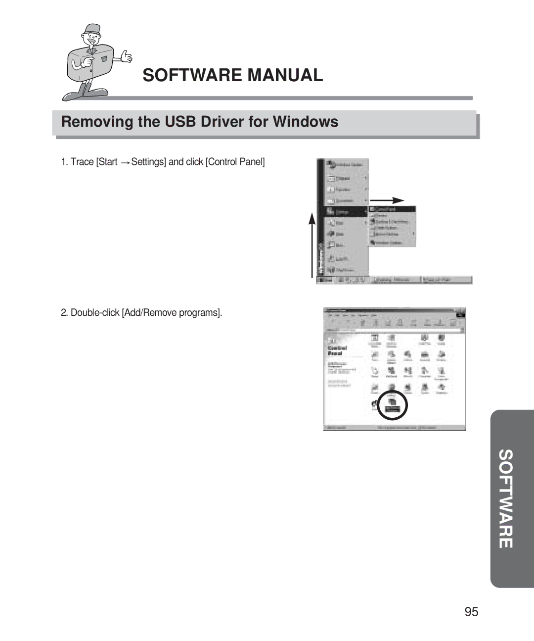 Samsung Digimax 101 manual Removing the USB Driver for Windows 