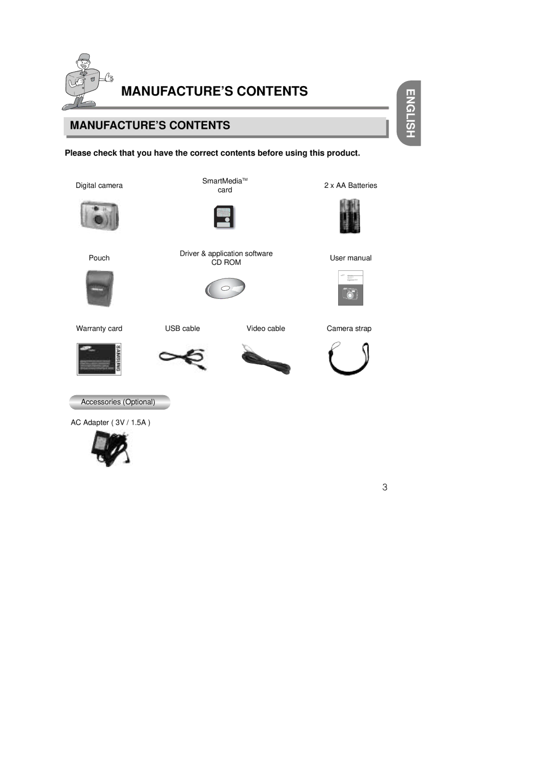 Samsung Digimax 200 manual MANUFACTURE’S Contents 