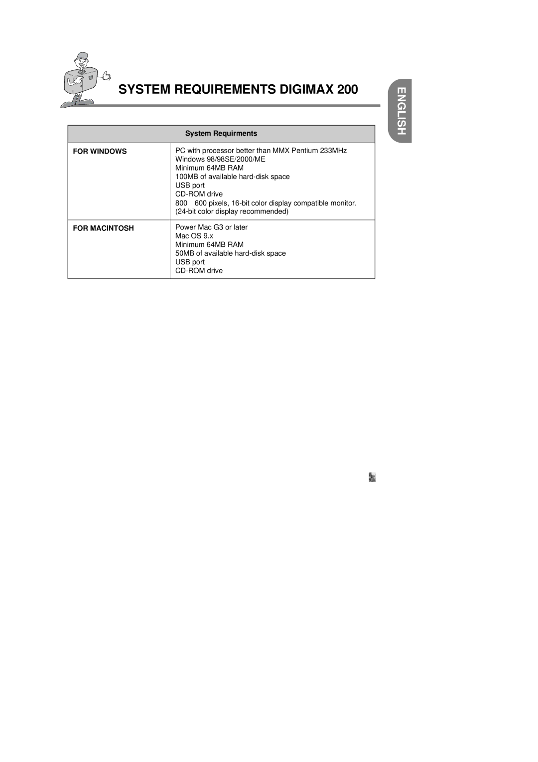 Samsung Digimax 200 manual System Requirements Digimax, System Requirments 