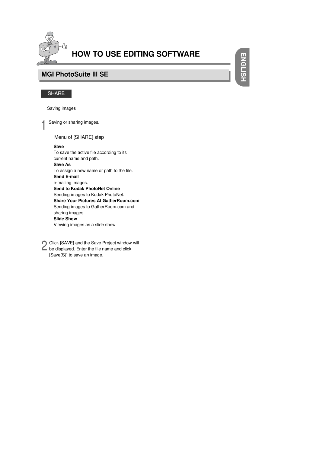 Samsung Digimax 200 manual Share 