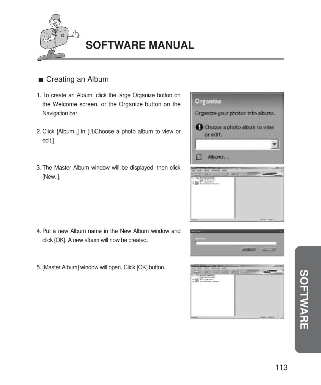 Samsung Digimax 201 manual Creating an Album, 113 