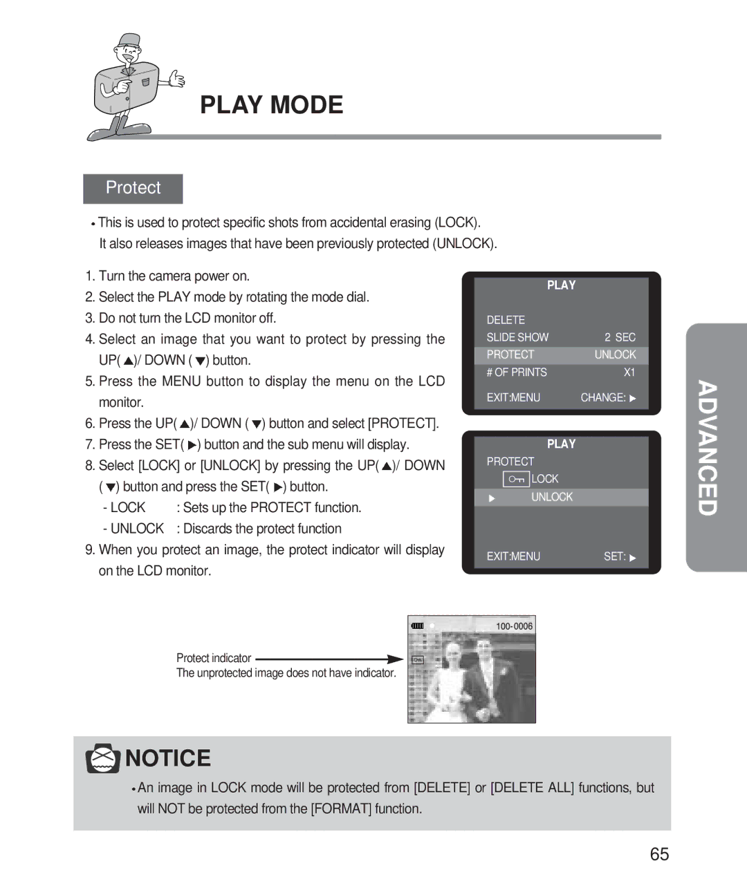 Samsung Digimax 201 manual Protect 