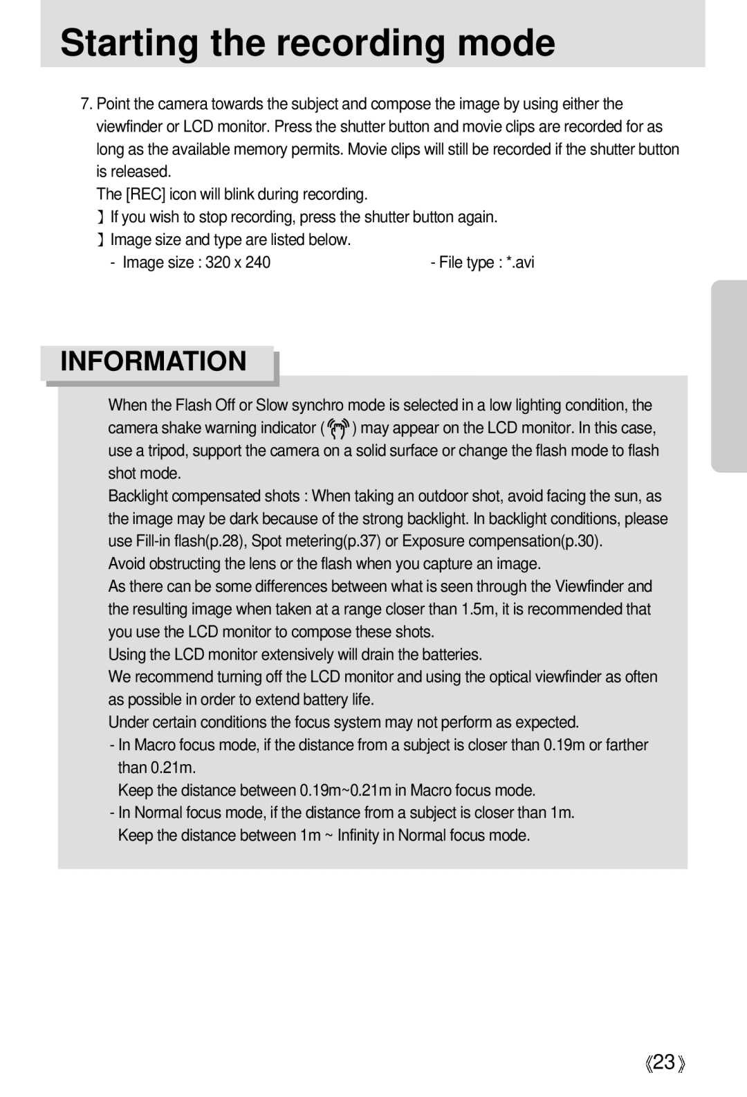 Samsung Digimax 301 manual File type *.avi 