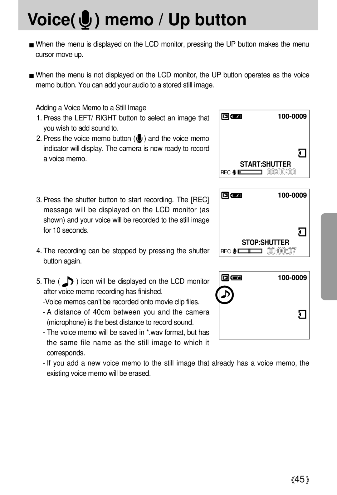 Samsung Digimax 301 manual Startshutter 