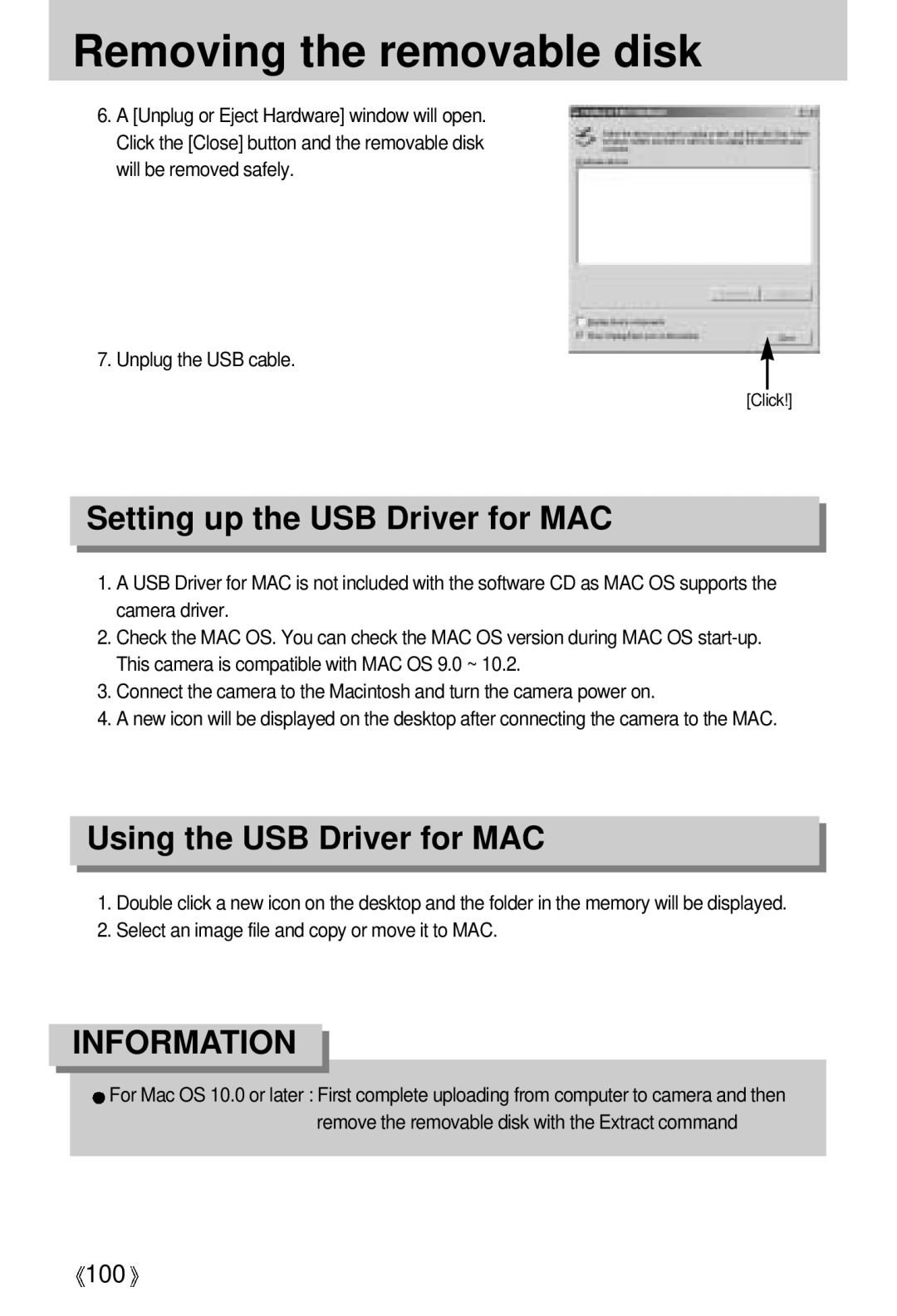 Samsung Digimax A4 user manual Setting up the USB Driver for MAC, Using the USB Driver for MAC 