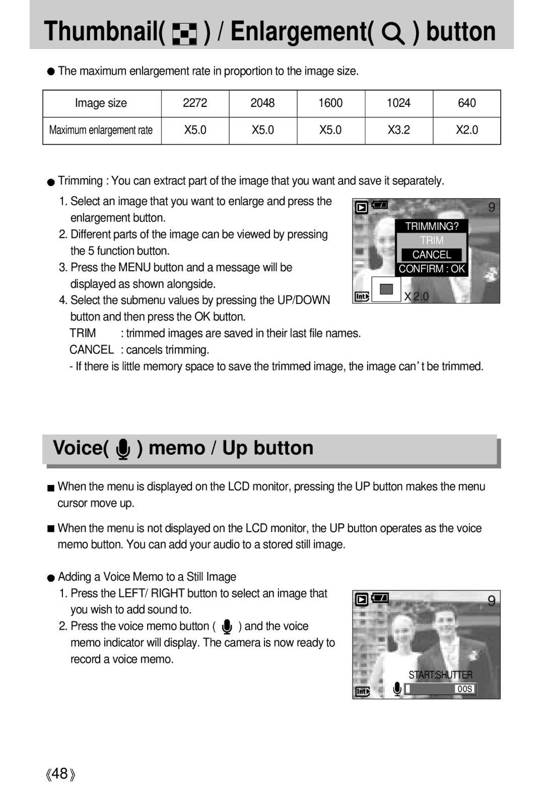 Samsung Digimax A4 user manual Trim, Cancels trimming, Record a voice memo 