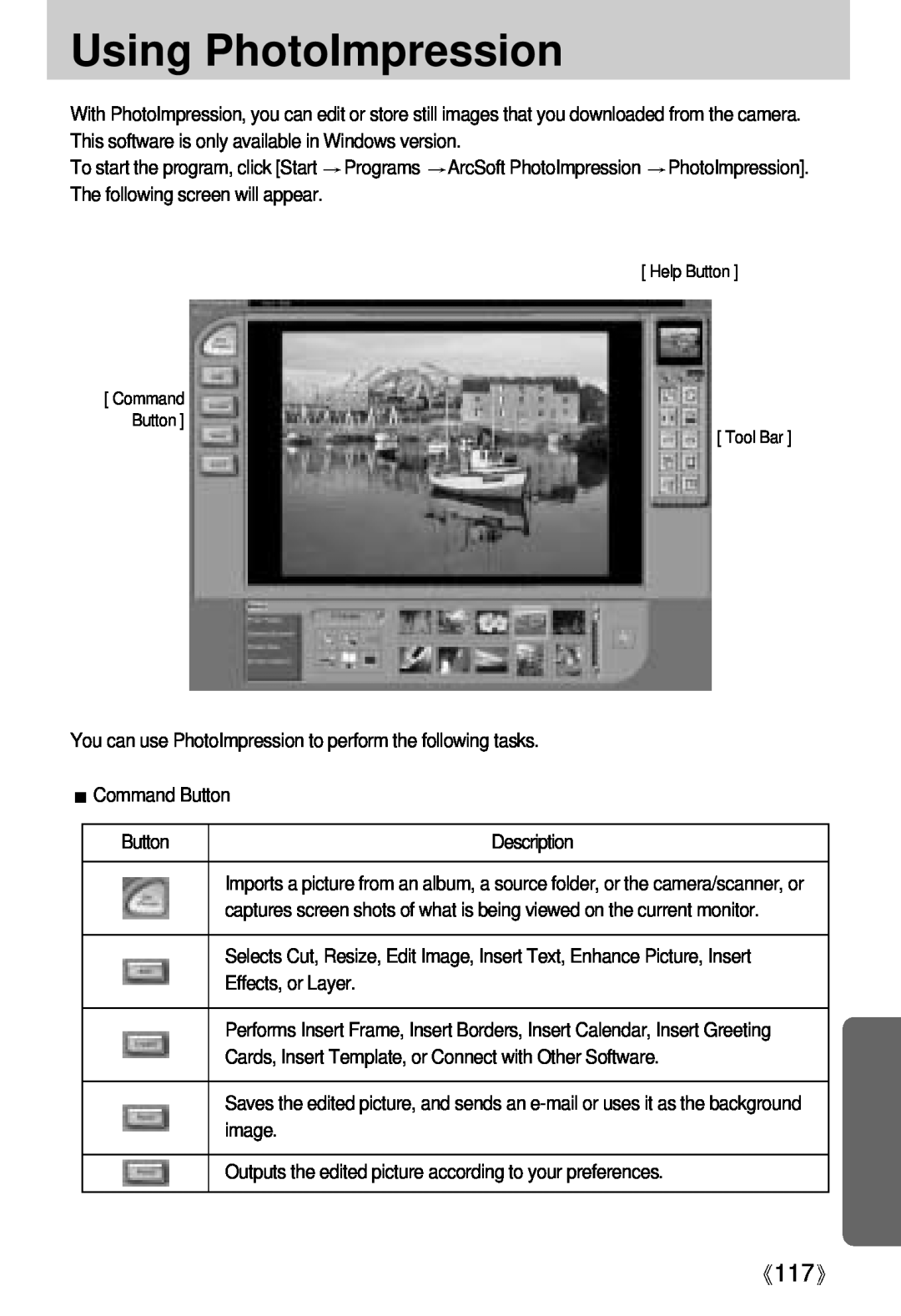 Samsung Digimax U-CA user manual Using PhotoImpression 